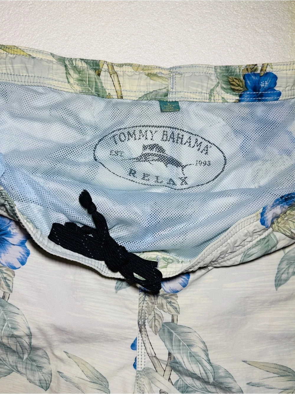 Tommy Bahama Men’s Relax Cream and Blue Floral Swim Shorts